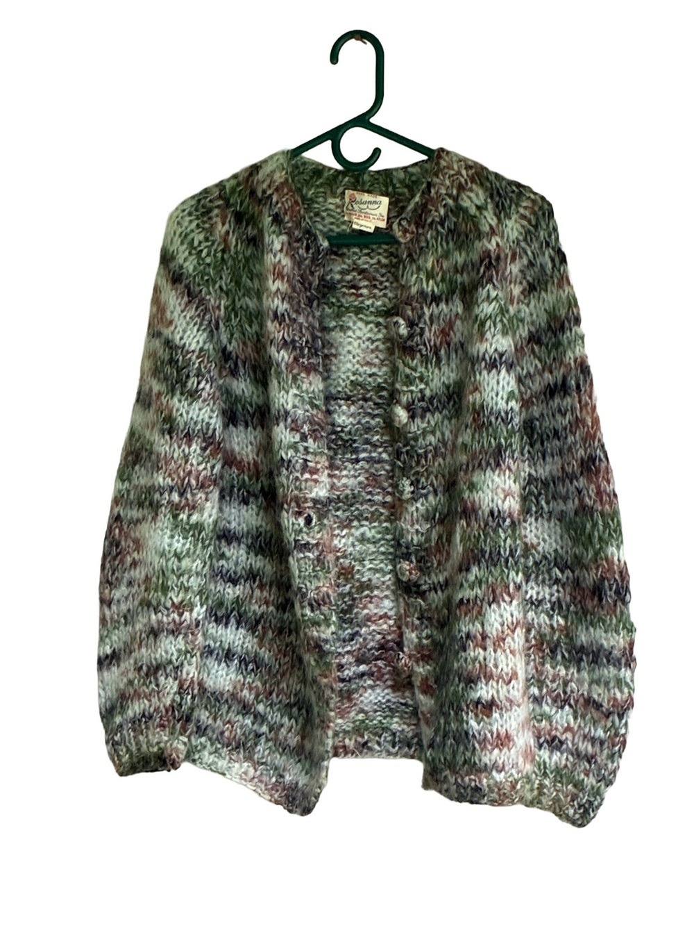 Vintage 80s Rosanna Italy Handmade Mohair Wool Cardigan M